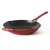 Martha Stewart Gatwick emaillierte Gusseisen-Pfanne, PFAS-frei, klassische rote Außenseite mit mattschwarzer Emaille-Innenseite, rostbeständig, ofenfest, 30,5 cm