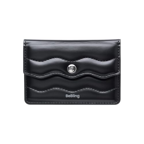 Portefeuille magnétique MagSafe iFace en daim avec motif ondulé noir