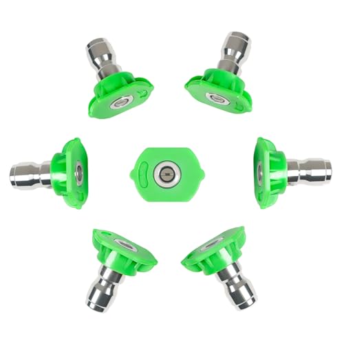 Pressure Washer Tips, 25 Degree Green Pressure Washer Nozzle, 1/4 Inch Quick Connector, 7 Pack Replacement Nozzles for Power Washer, Rated Up to 4000 PSI