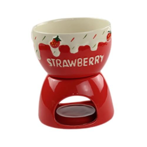 AMSLSIU Cómoda olla para fondue de chocolate de cerámica artesanal que crea increíbles experiencias de fondue. Olla de cerámica para de queso para bodas, rojo