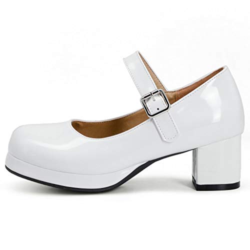 KOKOMOMO Womens Patent Mary Janes Platform Shoes Cute Lolita Cosplay Shoes Mid Block Heel Pump with Ankle Strap2