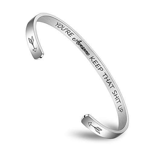 Valentines Day Memorial Gift for Her Bracelets for Women Girls Inspirational Birthday Gifts Men Cuff Bangle Friendship Mantra Jewelry