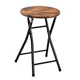 VECELO 折りたたみチェア スツール パイプ椅子 折り畳み 軽量 スリム 持ち運び 完成品 高さ46.5cm 耐荷重100kg 木目 ブラウン