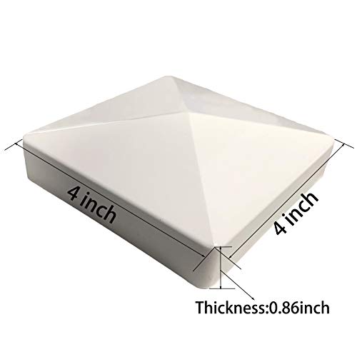 2 Packs 4Inch Vinyl Pyramid Style Fence Post Cap/Vinyl Post Caps For 4" X 4" Vinyl Fence Post - White Pvc/Vinyl Fence Post Cap 2Pcs (4Inch) #TOP2