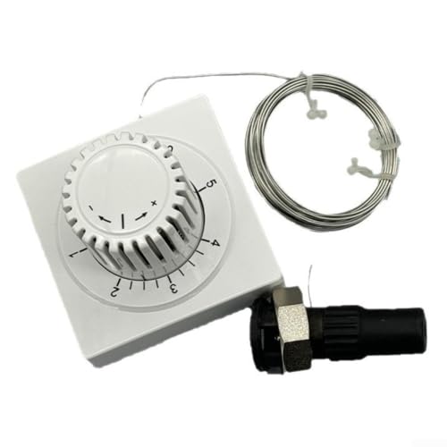 Cabezal de termostato con tubo capilar de 2000 mm, apto para válvulas de radiador de rosca M30 x 1,5, con ajustador remoto con sensor integrado para control de temperatura en el hogar