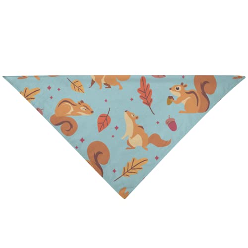 Autumn Squirrel Bandana for Dogs Neck Scarf Durable, Woven Cotton/Poly Blend Machine Washable