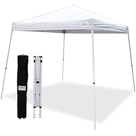 Caravan Canopy Cirrus Instant Slant Canopy Kit 8' x 8' White, 42.25 Sq. Ft of Shade, Slant Leg, Incudes Roller Bag Cover