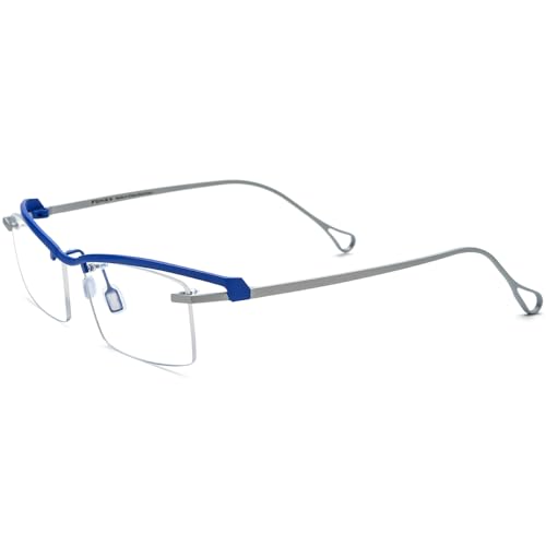 Image of FONEX Pure Titanium Glasses Frame Men Semi Rimless Square Eyeglasses Eyewear DTX416