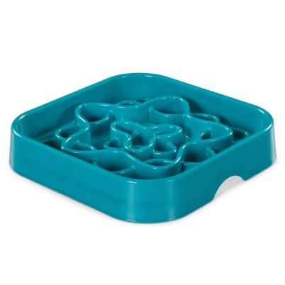 Messy MuttsInteractive Square Slow Feeder | Blue (8 Cup) | 11” x 11” Square Puzzle Slow Feeder for Dogs | Enrichment Food Dish for Slow Eating, Bloating