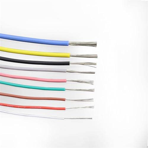 Cable de cobre con aislamiento de silicona sólida for canalización, 3 kV, UL3239, bricolaje, multicolor, varios tamaños(Black,5 Meters 20AWG)