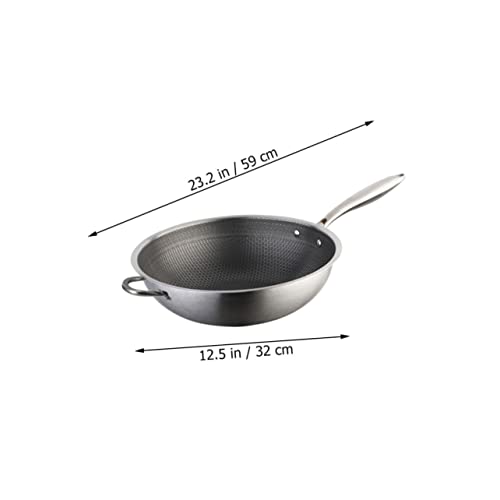 Wok tradicional de acero inoxidable con doble mango miniatura 2