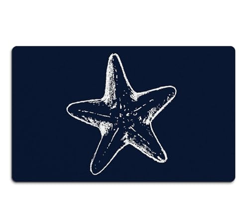 ZJSYXXU Nautical Starfish Coastal Door Mat - Indoor Outdoor Ocean Bathroom Rugs Entrance Beach Welcome Mat Navy Blue Kitchen Mat, Front Door Porch Outdoor, 17x30 Inch
