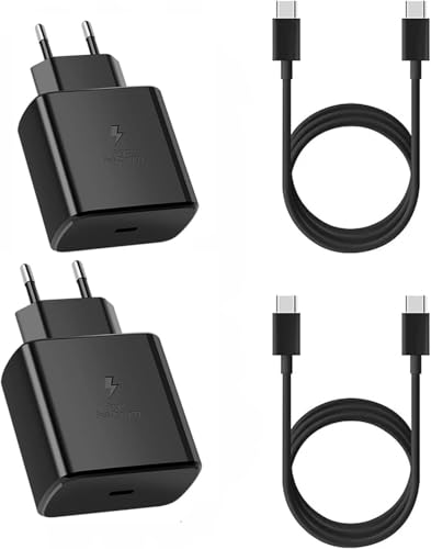 45W USBC super snabbladdare, 2pack Android-telefonladdare med 1.5m Type-C-kabel för Samsung Galaxy S24 S23 S22 S21 Ultra/ A53 A54/A73/note/iphone15/ipad/Tab,GaN Super Fast Charger