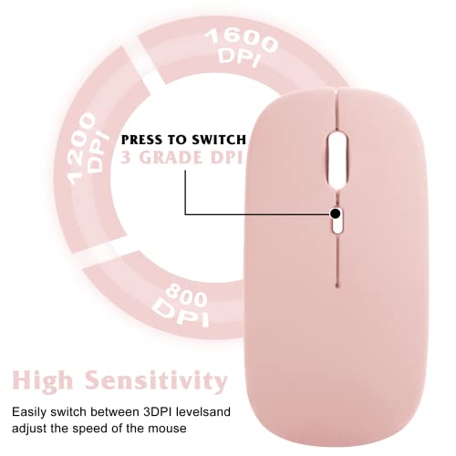 Image of UrbanX 2.4GHz & Bluetooth Mouse, Rechargeable Wireless Mouse for Fire HD 10 Tablet Bluetooth Wireless Mouse for Laptop /PC /Mac /pro /Computer /Tablet /Android Flamingo Pink