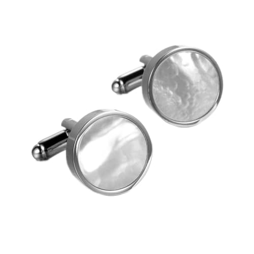 Mancuernillas redondas clásicas plateadas para hombre