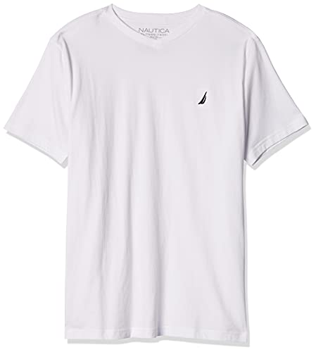 Image of Nautica Boys' Short Sleeve Solid V-Neck T-Shirt, Soft, Comfortable, Relaxed Fit