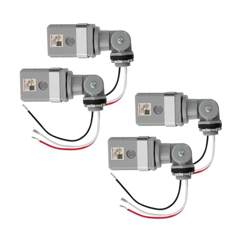 4 Pcs Photocell Sensor for Outdoor Lights, 120VAC Dusk to Dawn Photocell Switch, IP54 Waterproof for Yard, Parking Lot, Street
