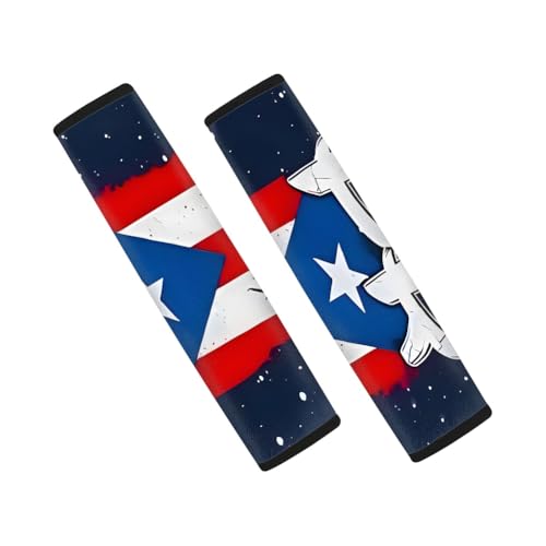 2-Pack Puerto Rico Flag Car Seat Belt Pads – Premium Soft Fabric, Comfortable and Supportive – Ideal for Cars, Trucks, SUVs – Show Your Puerto Rican Pride with Comfort