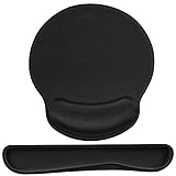 Mouse Pad, Keyboard with Wrist Support, Ergonomic Wrist Pad Memory Foam Pain Relief for Computer/Laptop/Desk/Carpal Tunnel, Black
