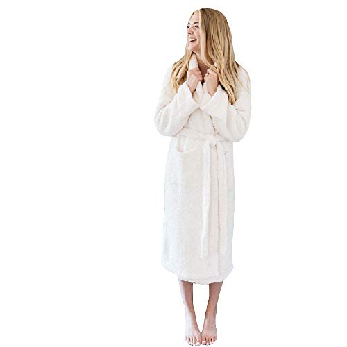 SARANONI Women's Robe Soft Bamboo Bathrobe Sleepwear Loungewear, Ivory