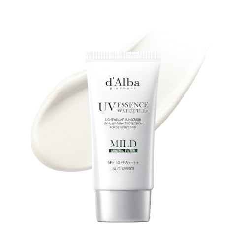 d'alba Piedmont Italian White Truffle Waterfull Mild Sunscreen, Vegan, Mineral Sunscreen, SPF 50+ PA++++, Non-Nano Sunscreen Suitable for all Sensitive Skin, Gentle & Light Finish, Korean Skincare