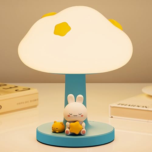 Cloud bedside lamp for Kids, Cute Silicone Portable Touch Lamp with 3-Levels Brightness, Rechargeable Night Light for Bedroom Children's Room, Dimmable LED Table Lamp Gift for Kids Boys Girls (Blue)