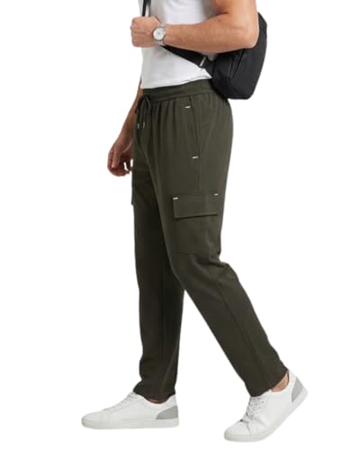 Image of Pravarsha Men's Cotton Cargo Jogger Pants, Relaxed Fit, Drawstring Waist, Deep Pockets, for Gym, Sports & Casual Wear