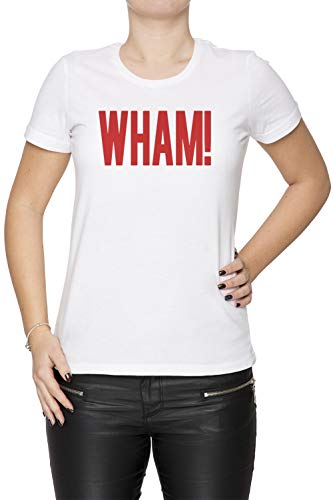 Erido Wham! Femme T-Shirt Cou D'équipage Blanc Manches Courtes Taille L Women's White T-Shirt Large Size L