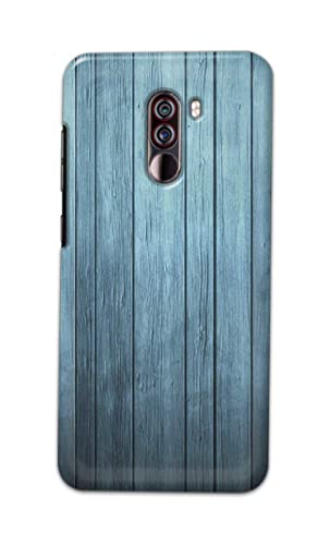 Image of Printed Hard Back Cover Case for Mi Poco F1 Back Cover (Wooden Blue) -702