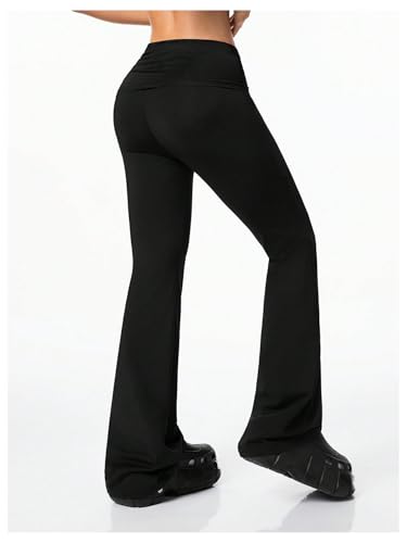 SOLY HUX Women's Vintage Flared Leggings Side Drawstring Y2k Bell Bottom Trousers Pants Streetwear2