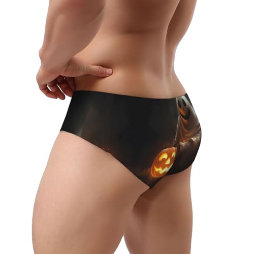 Ghost Holding A Jack O Lantern Print Men'S Triangle Briefs Soft Stretch Breathable Man Panties3