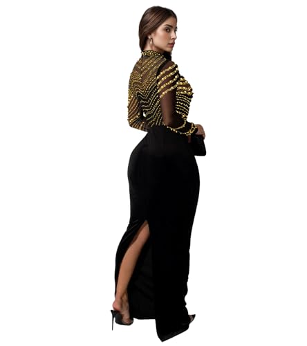 Image of PORRCEY Women's Sexy Elegant Rhinestone Bodycon Dress Hot Drilling Clubwear