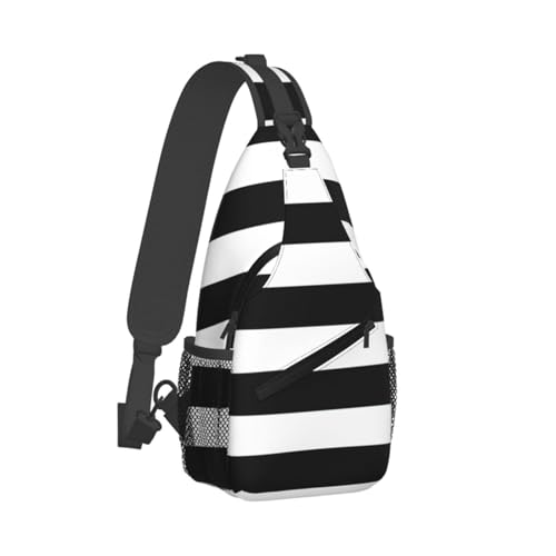 Stripes Black White Stylish Men'S Messenger Bag - Durable Polyester, Huge Capacity & Adjustable Strap2