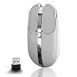 EWEADN X1 - Ratón inalámbrico para portátil con receptor USB mágico, luz inalámbrica de 2.4 G, mouse silencioso de oficina, recargable, delgado y silencioso, 8 botones de joystick programables, 800 a