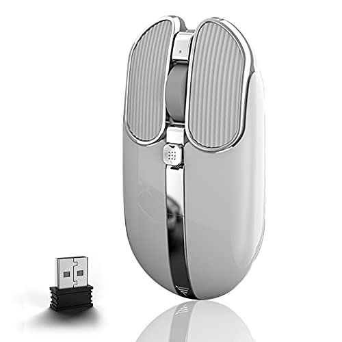 EWEADN X1   Ratón inalámbrico para portátil con receptor USB mágico, luz inalámbrica de 2.4 G, mouse silencioso de oficina, recargable, delgado y silencioso, 8 botones de joystick programables, 800 a