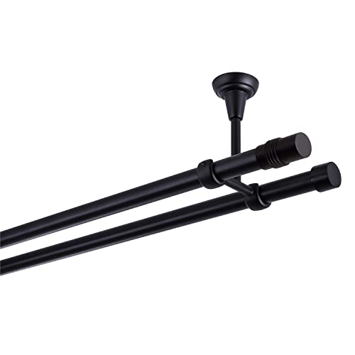 Gardinenstange schwarz 280 cm 2-läufig 19 mm aus Metall...