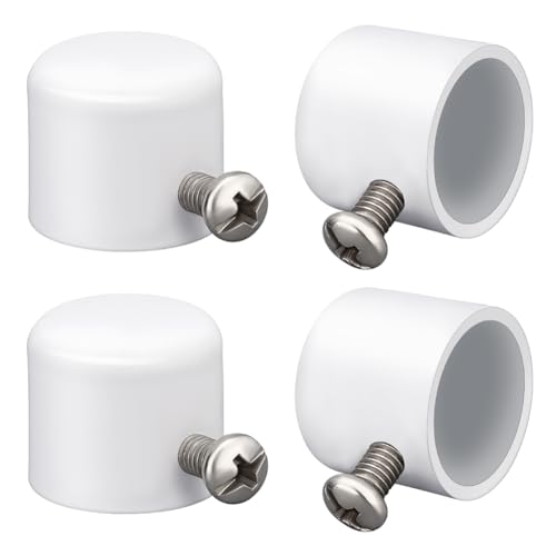 AHANDMAKER Lot de 4 embouts de tringle à rideaux en fer avec vis pour tringles à rideaux romaines de 1,9 cm de diamètre, blanc