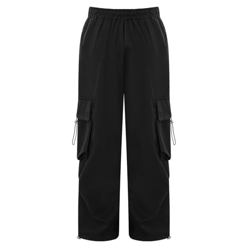 JanJean Kids Girls Hip Hop Jazz Cargo Pants Boys Summer Casual Elastic Waistband Trousers with Pockets2