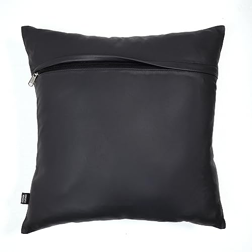 TOMJACK Lambskin Leather Pillow Cover - Decorative Sofa Cushion Case - Throw Covers for Living Room & Bedroom, 18" x 18" - Soft Grey Pack of 1