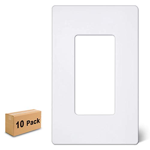 [10 Pack] BESTTEN 1-Gang Screwless Wall Plate, USWP6 Snow White Series, Decorator Outlet