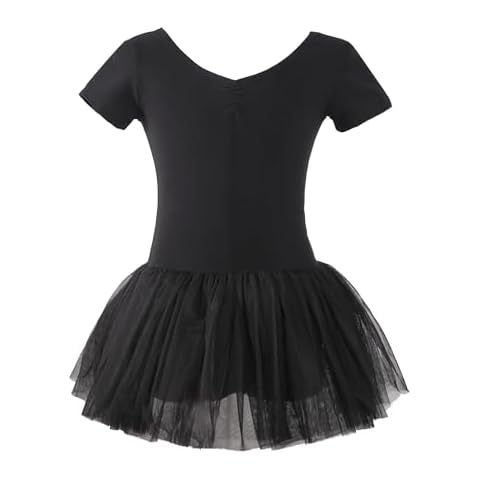LingTing Dance Leotards with Tutu Skirts, Ballerina Dresses for Girls Ballet Outfits for Kids Black Cover