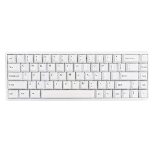 Image of Ceramic Keycap Set for 61 /67 /68 ANSI Keyboards 96 Keys (White with Green) | Mechanical Keyboards Alumina Ceramic, Scratch-Resistant, Gloss Finish, TKL Layout, Comfortable Typing
