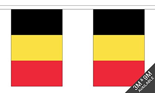 Flagtex Belgium Fabric Bunting – 9m with 30 Flags – Indoor & Outdoor Decoration – String Flags Banners Belgian Western Europe Benelux — image 1