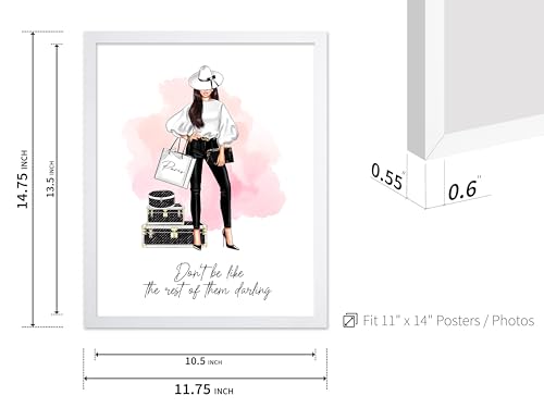 Image of Poster Master Don't Be Like The Rest of Them Darling Poster - Fashion Print - Positive Quote Art - Trendy Art - Gift for Women & Fashionista - Decor for Bedroom or Girls Room, 11x14 White Framed