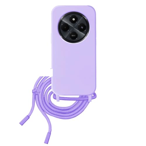 PRISMA ONLINE Funda con Cordón para Xiaomi Redmi 14C / Poco C75 Colgar Suave Carcasa Cuerda Correa de Colgante Adaptador Cuello Colores 14 C (Morado, Redmi 14C)