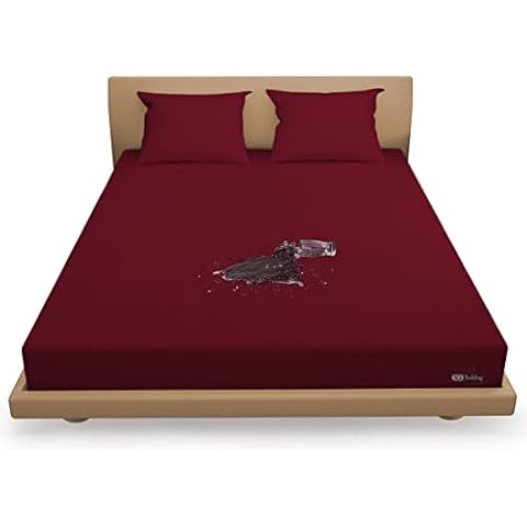 Luxury King Size Burgundy Waterproof Mattress Protector, Hypoallergenic Premium Quality Cover Protects Against Dust, Allergies, Smooth Plush Top Comfort with Cool, Noiseless Sleep Support Cover