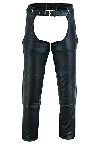 Vance Leather Four Pocket Top Grain Leather Chaps with Removable Liner