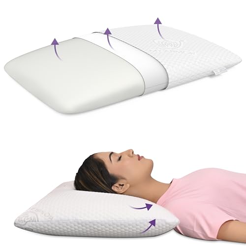 MY ARMOR Memory Foam Pillow Thin Size, 4 Inch Thin Orthopedic Pillow for Sleeping | 2 Years Warranty | with Removable Washable Jacquard Cover - Pack of 1