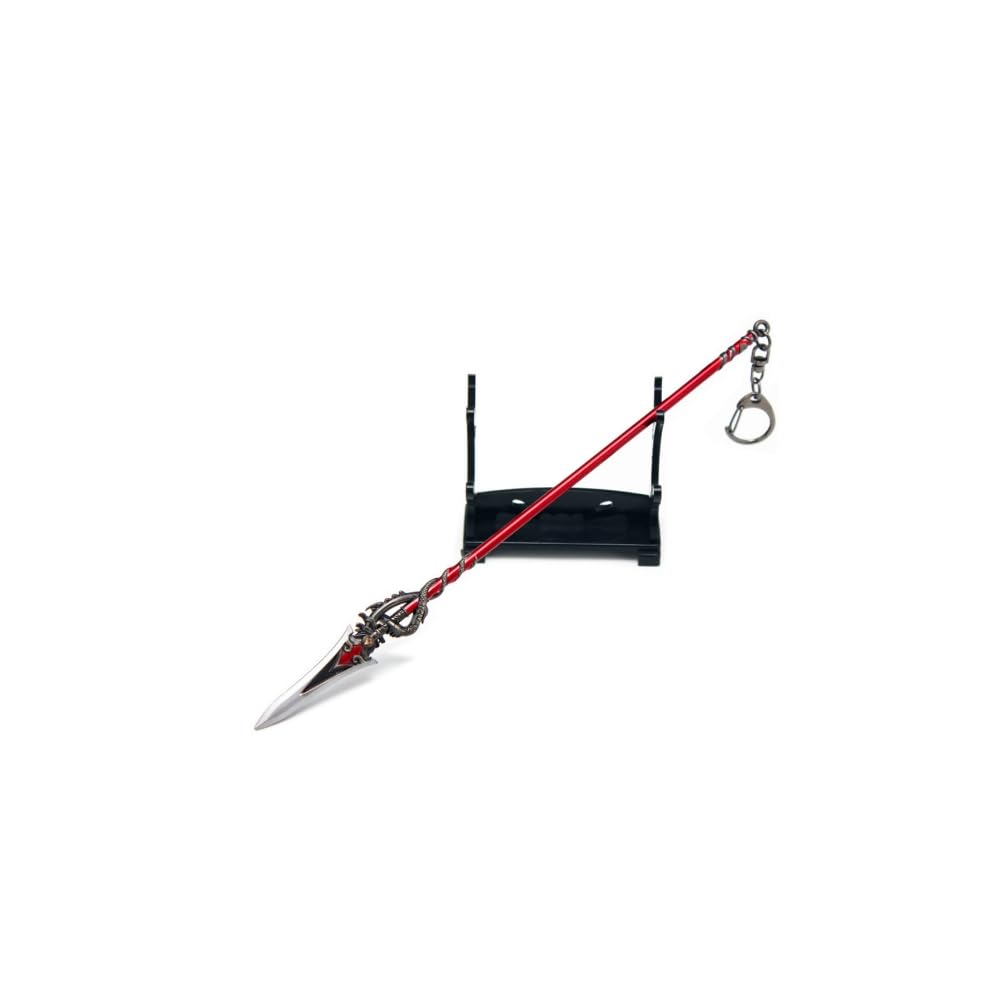 Hanaiette Men's Style 6 1Pc Genshin Impact Weapon Keychain Desktop Ornats Game Lance With Display Stand (Style 6)
