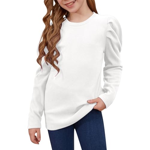 Girls Fall Long Sleeve Tops Plain Crew Neck Soft Shirts Blouse Teen Kids Cute Comfy Casual Tops Clothes Pullover Tops2